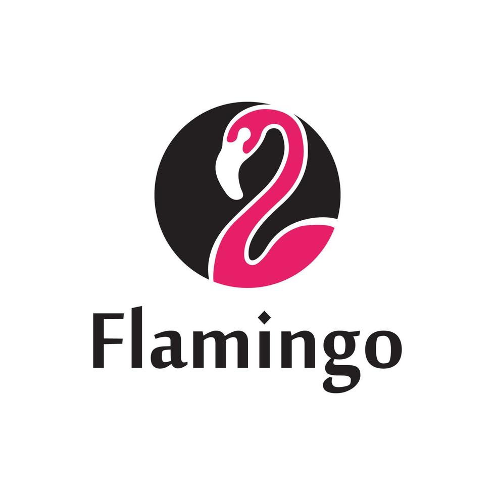 logo iconique flamingo conçoit vecteur de concept, modèle de logo oiseau flamingo