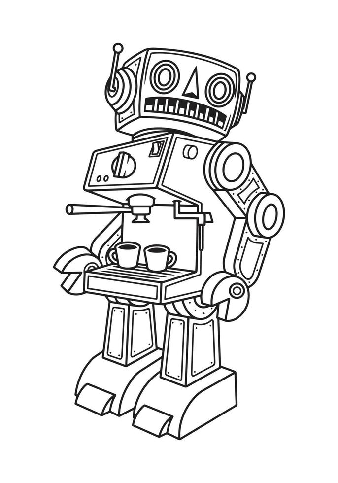 robot machine à café livre de coloriage illustration vecteur