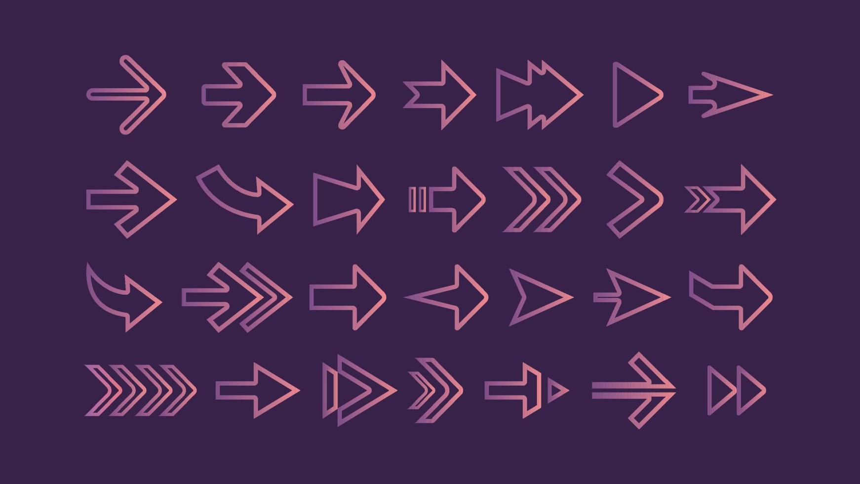 ensemble de collection d'icônes de flèches de contour dégradé vecteur
