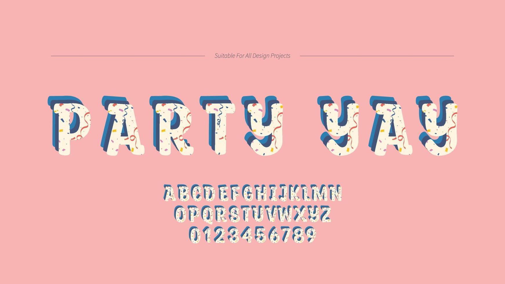 jolie typographie de fête de confettis vecteur