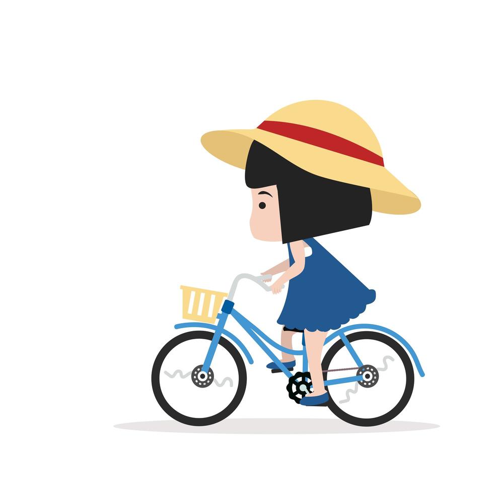 petite fille à bicyclette vecteur
