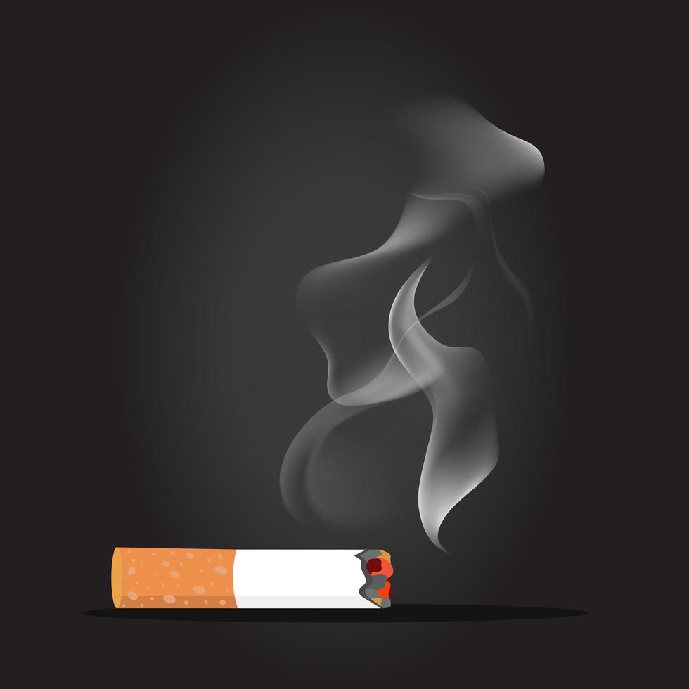 mégot de cigarette avec concept de fumée vecteur