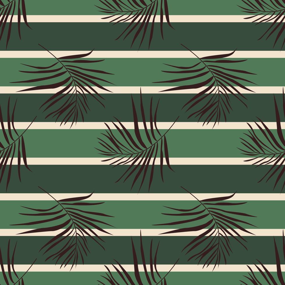 motif géométrique abstrait harmonieux de feuilles de palmier et de rayures horizontales vertes. imprimé fleuri bohème. fond d'écran jungle exotique, fond de mode naturel. conception de vecteur moderne