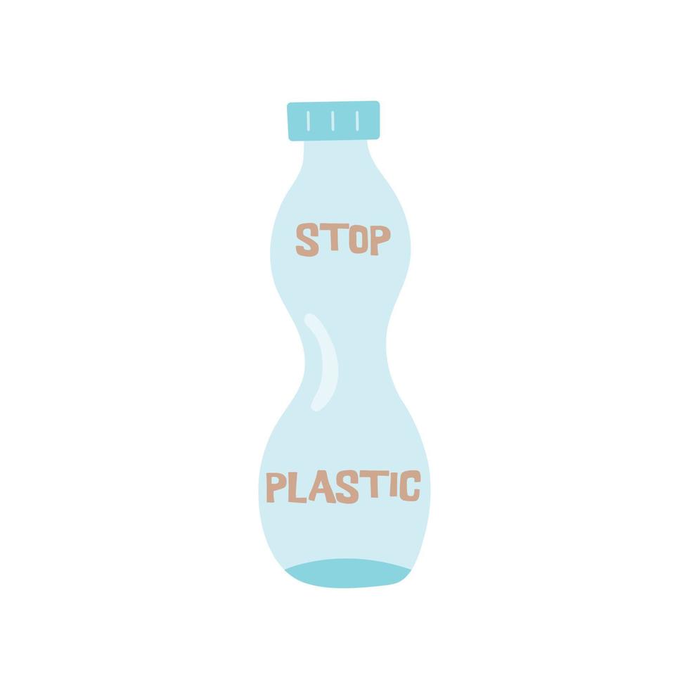 bouteille en plastique avec inscription stop en plastique. vecteur
