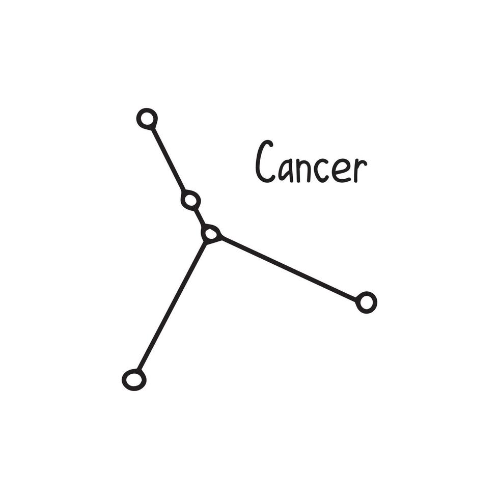 cancer des constellations. griffonnage de vecteur noir et blanc