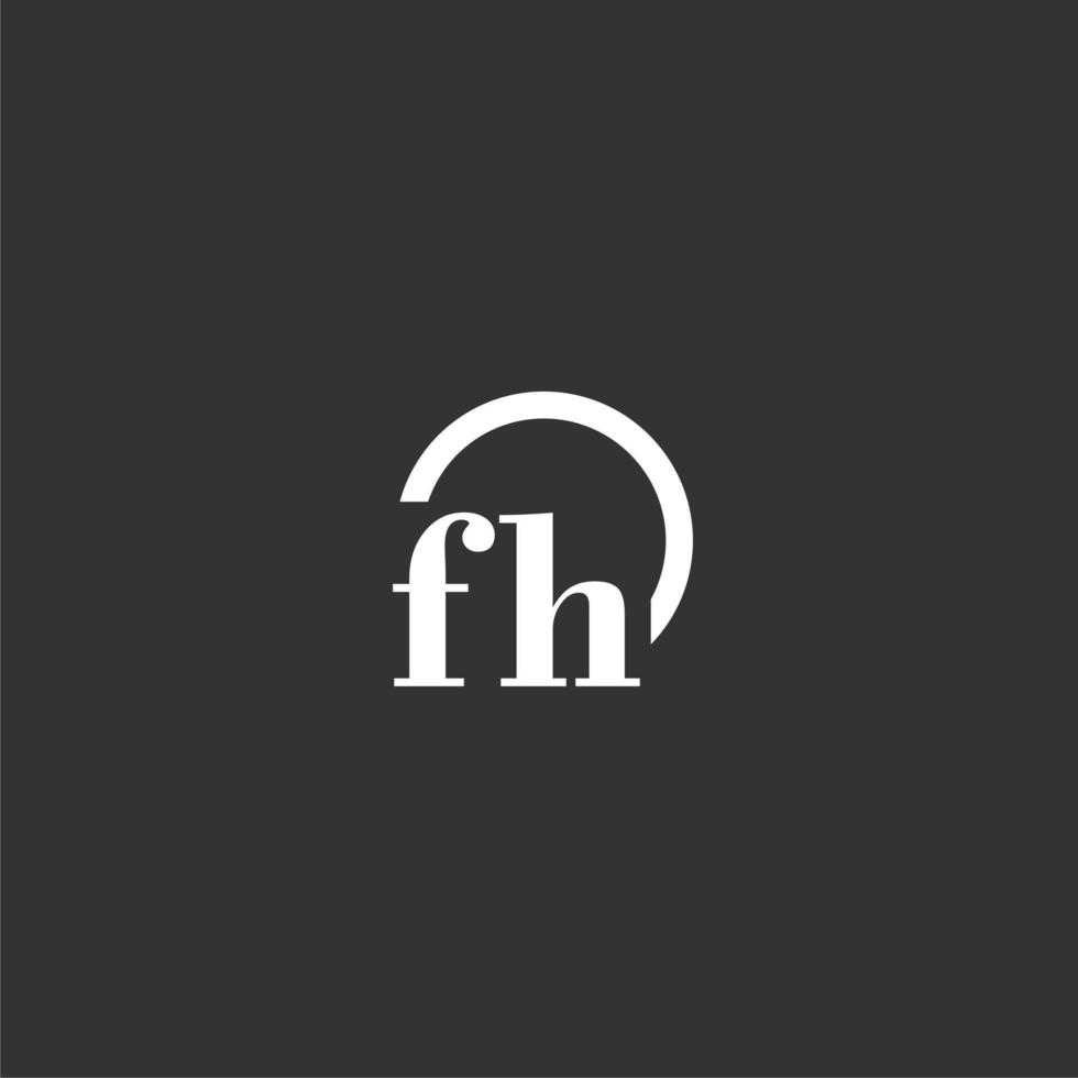 logo monogramme initial fh avec un design de ligne de cercle créatif vecteur