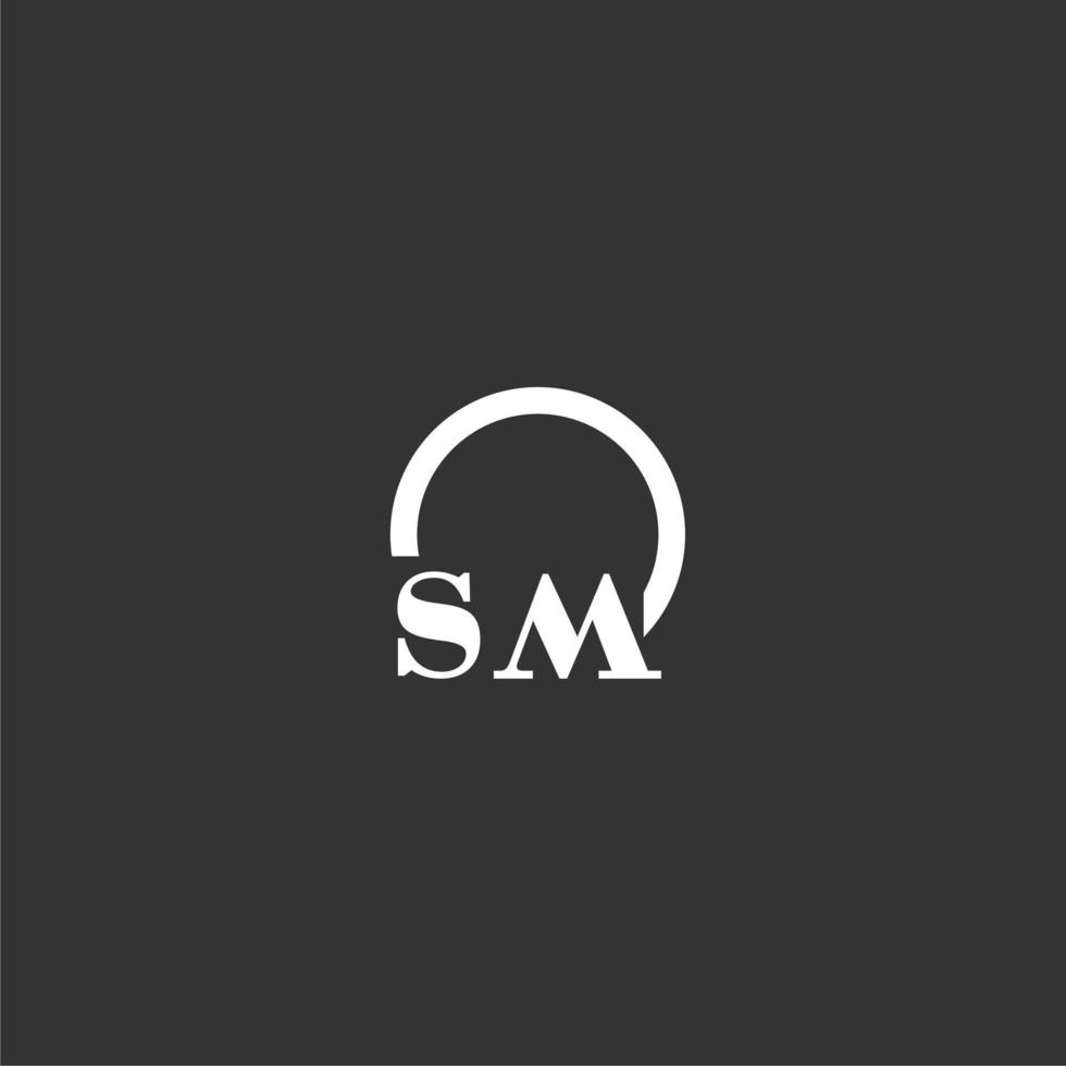 logo monogramme initial sm avec un design de ligne de cercle créatif vecteur
