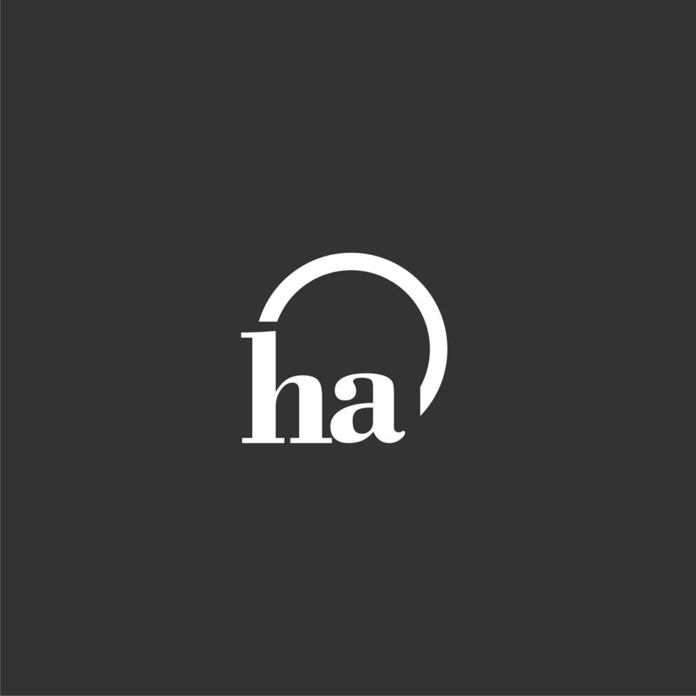 ha logo monogramme initial avec un design de ligne de cercle créatif vecteur