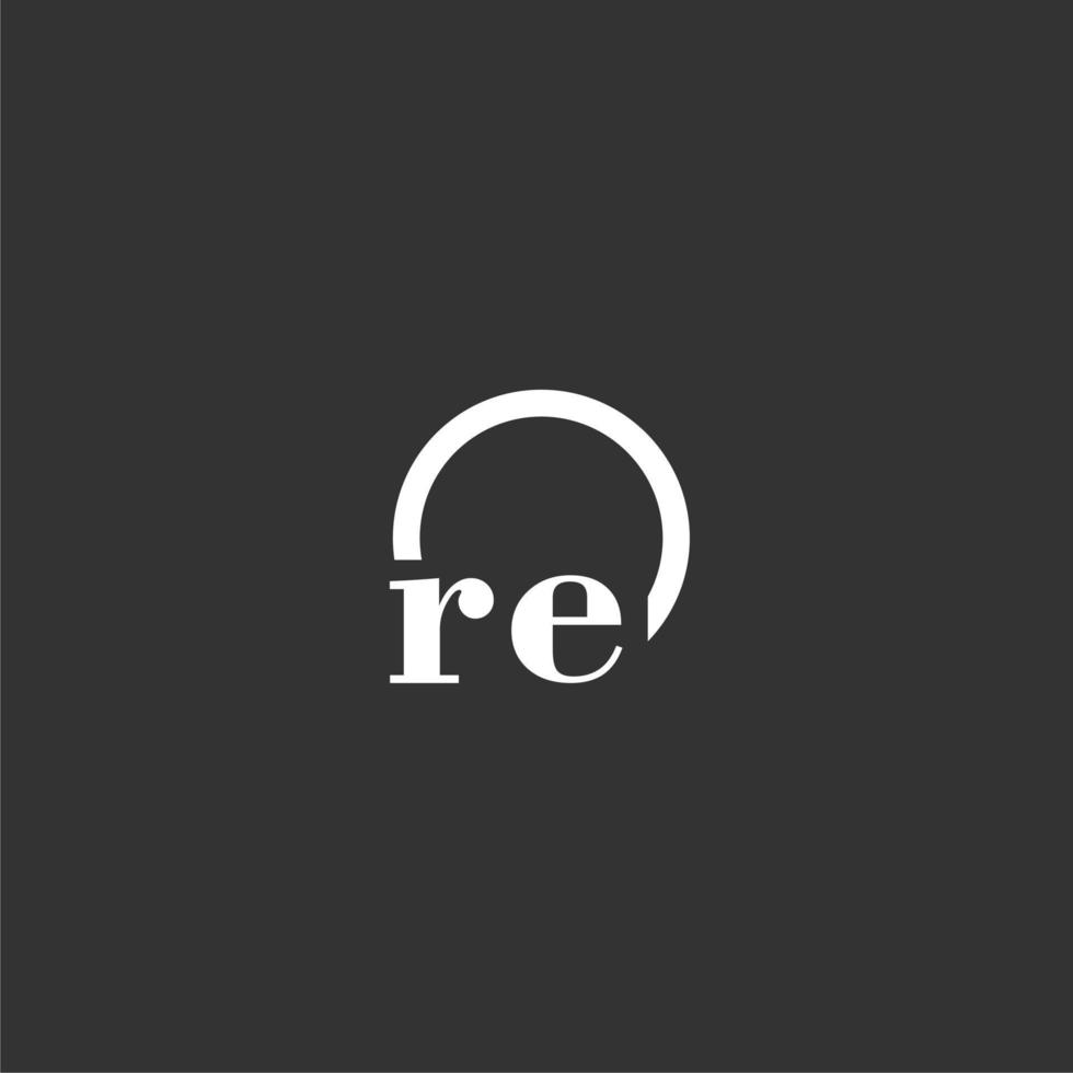 re logo monogramme initial avec un design de ligne de cercle créatif vecteur