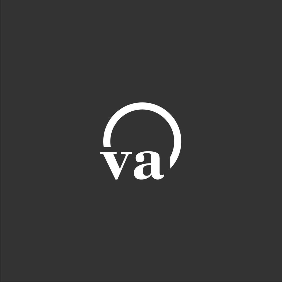 logo monogramme initial va avec un design de ligne de cercle créatif vecteur