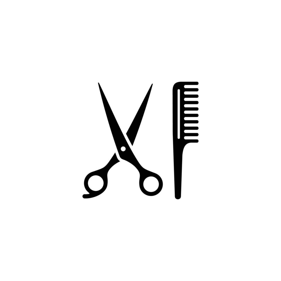 ciseaux de coiffeur et peigne simple icône plate vecteur