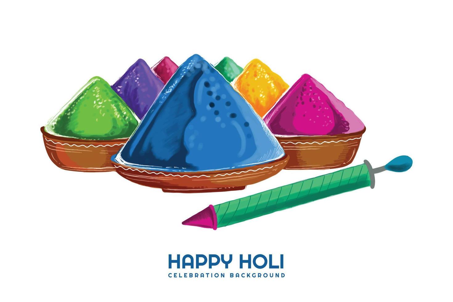 joyeux holi festival de printemps indien de couleurs carte de voeux vecteur