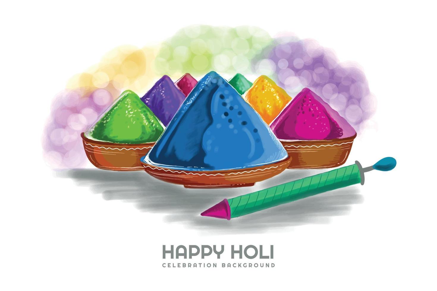 joyeux holi festival de printemps indien de couleurs carte de voeux vecteur