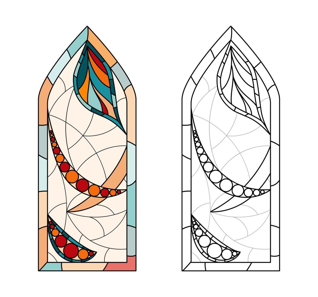 feuille de travail sur le vitrail de l'église pour le dessin. vecteur