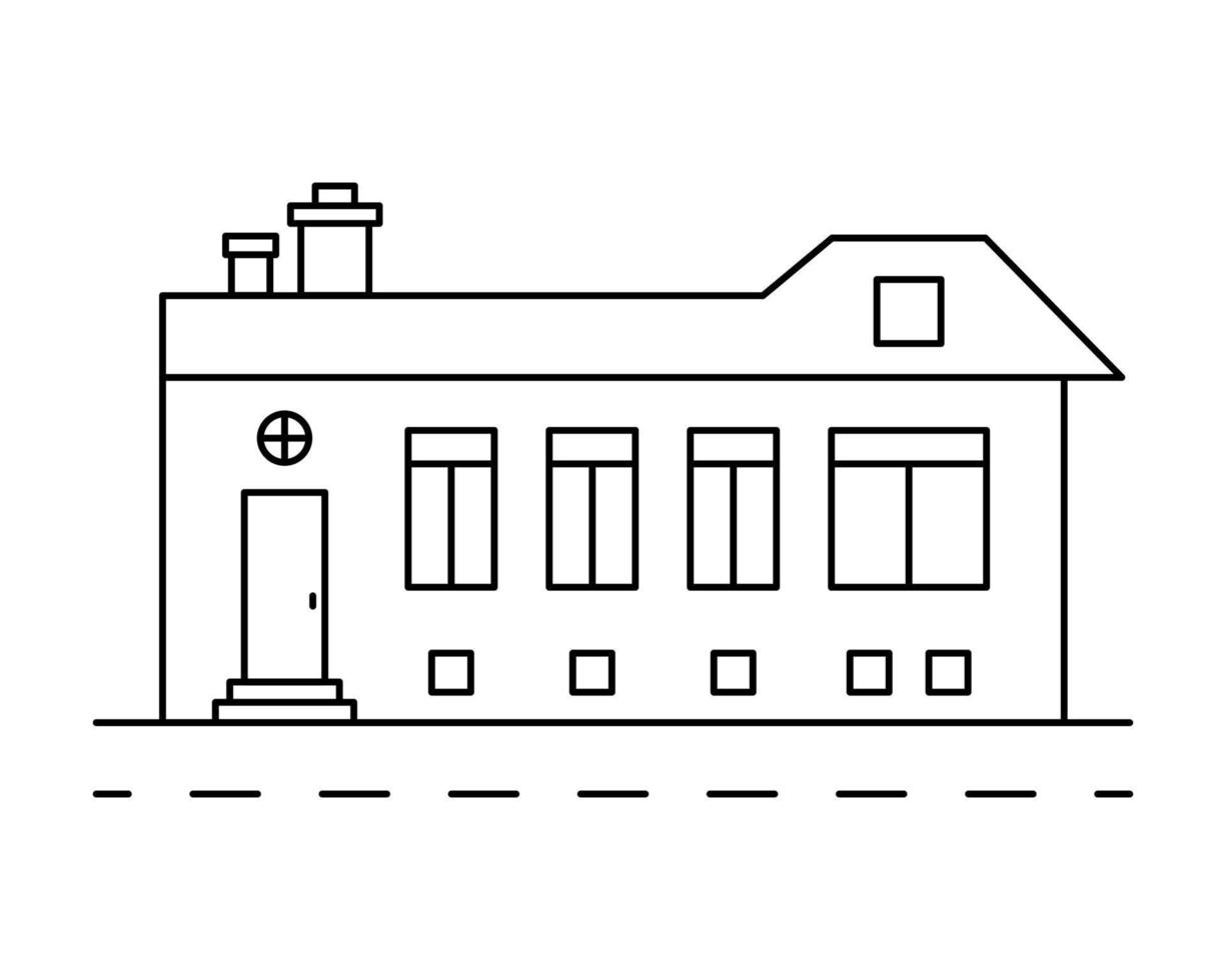 illustration d'art de ligne vectorielle avec une vieille maison. vecteur