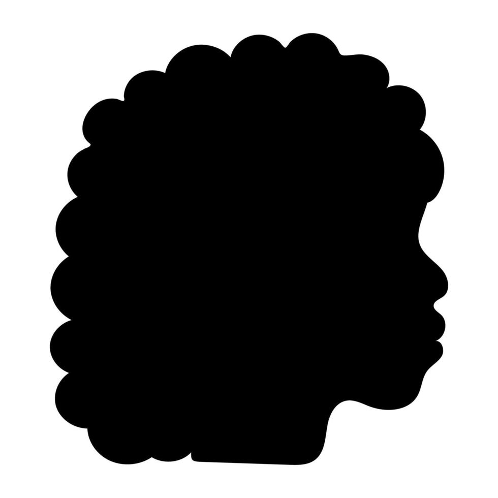 vecteur femme africaine, américaine aux cheveux bouclés. main dessiner la silhouette de la coiffure féminine afro