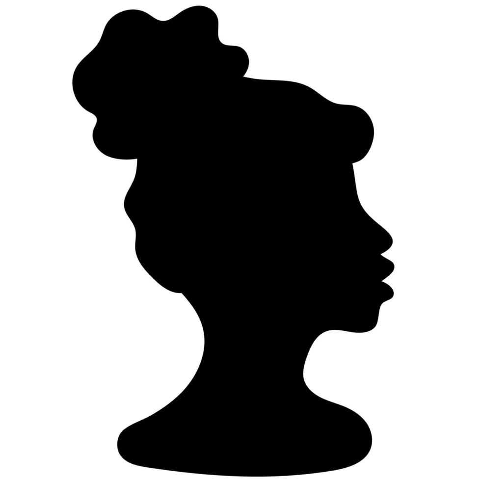 vecteur femme africaine, américaine aux cheveux bouclés. main dessiner la silhouette de la coiffure féminine afro