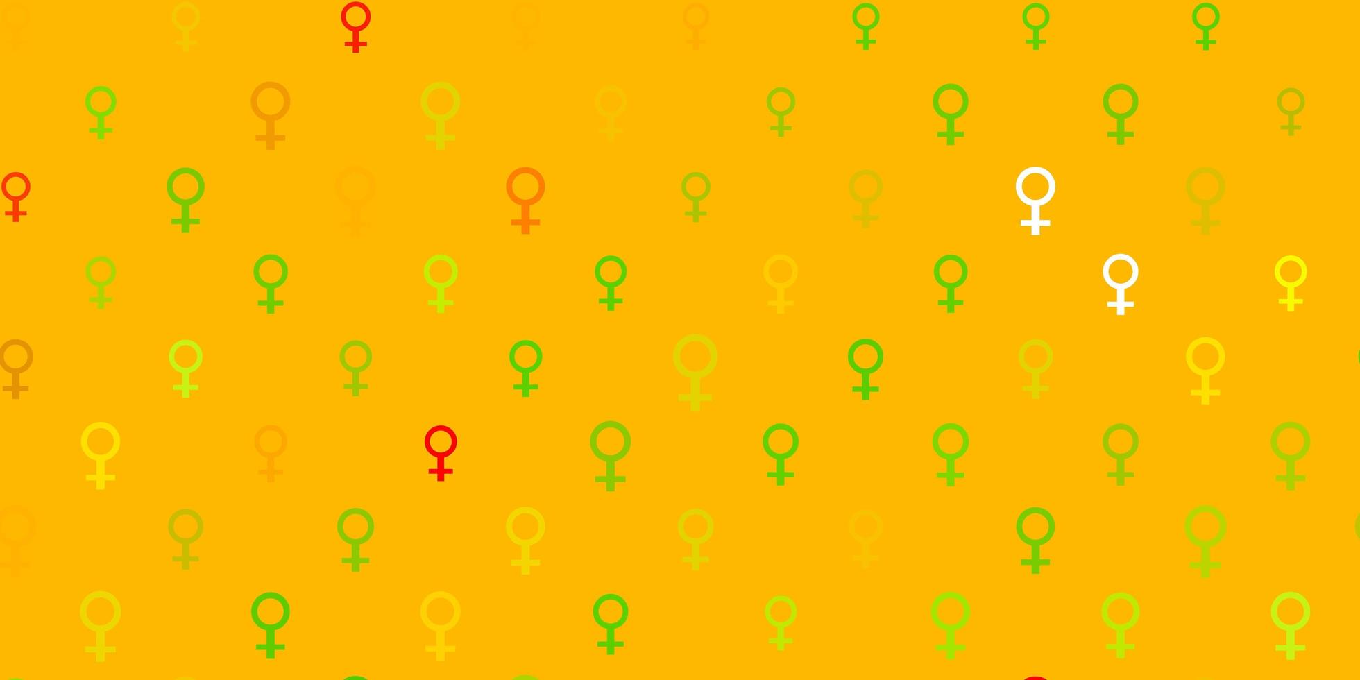 fond de vecteur vert clair, jaune avec des symboles de la femme.