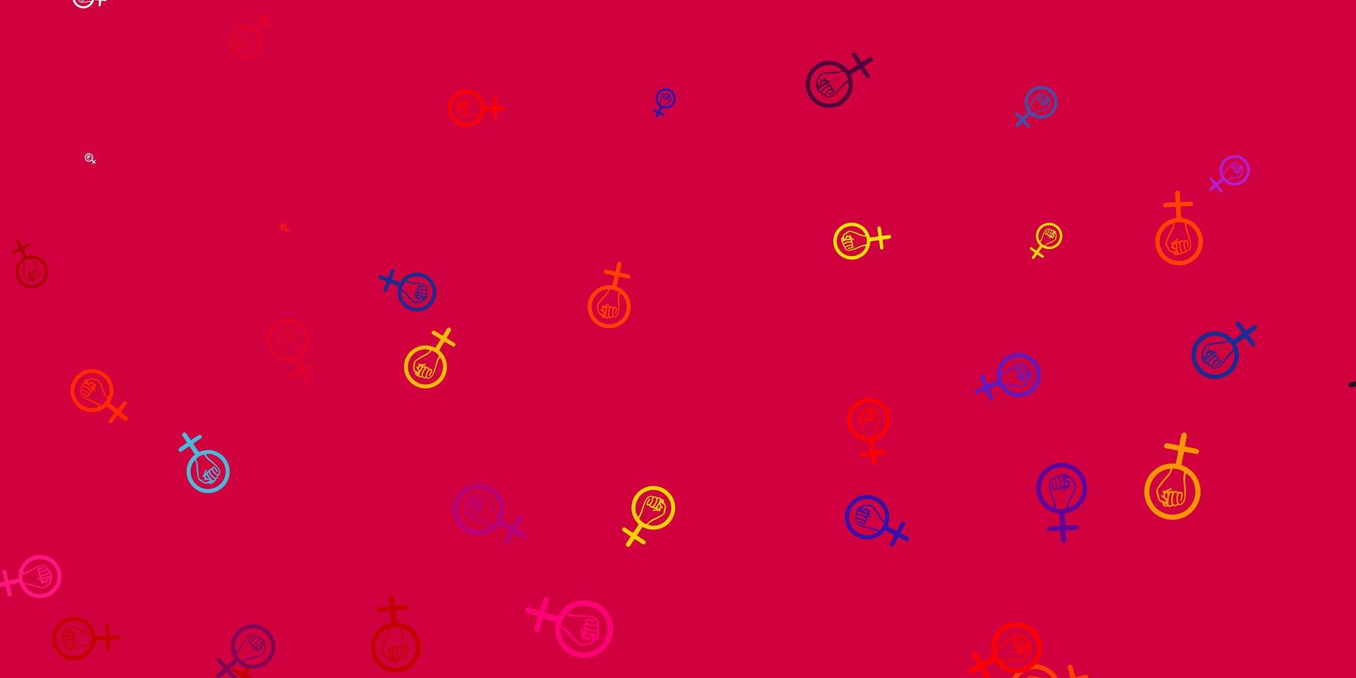 texture vecteur rouge et jaune clair avec symboles des droits des femmes.