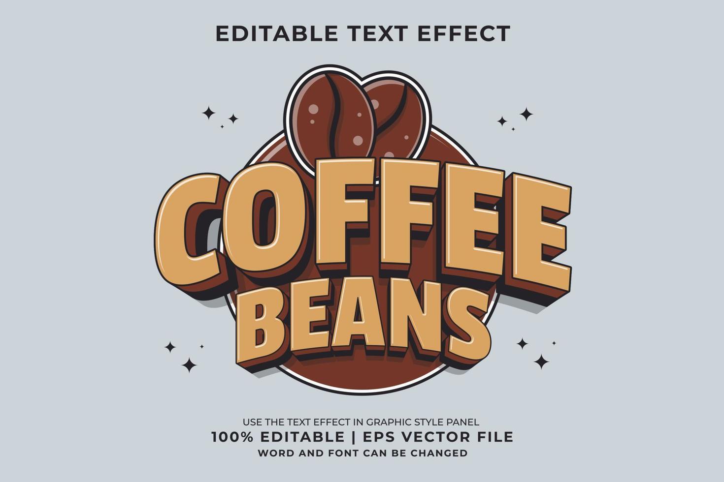 effet de texte modifiable - grains de café style de modèle de dessin animé 3d vecteur premium
