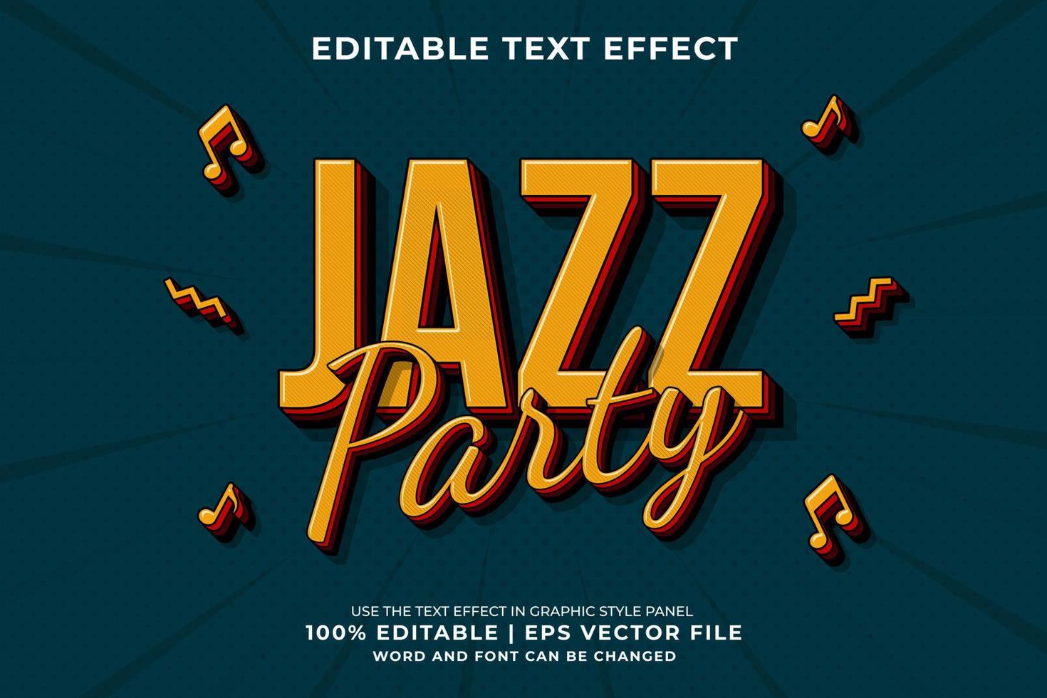 effet de texte modifiable - style de modèle rétro jazz party vecteur premium