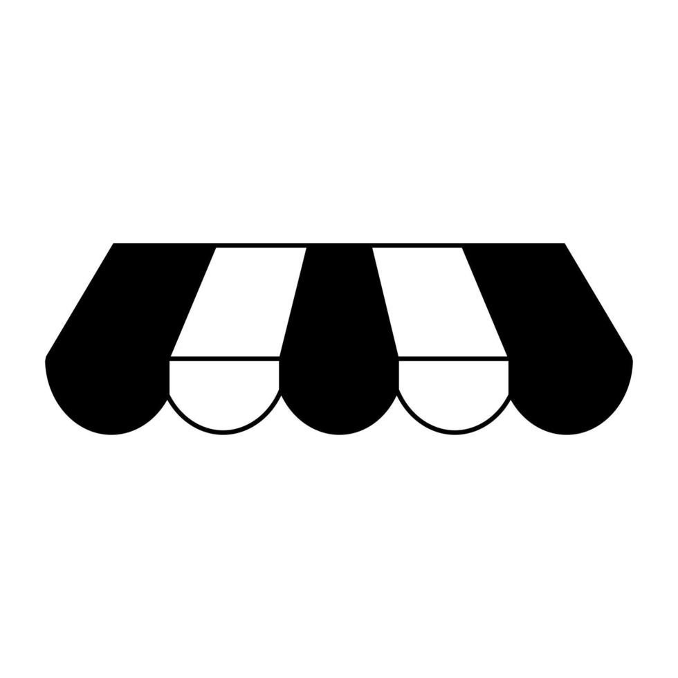 vecteur d'icône d'auvent à rayures. signe d'illustration de canopée de vitrine. symbole ou logo d'auvent.