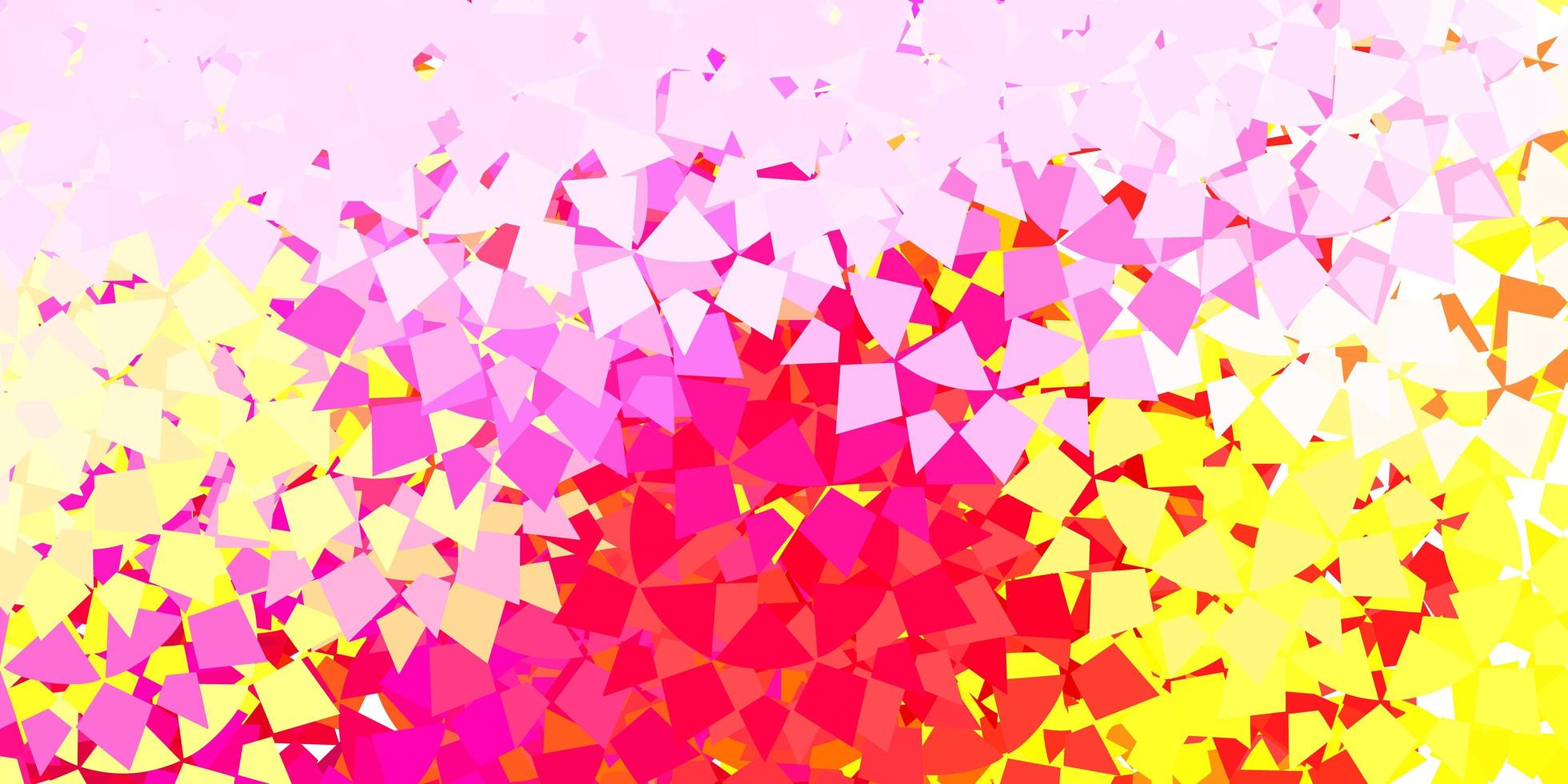 toile de fond de vecteur rose clair, jaune avec des triangles, des lignes.