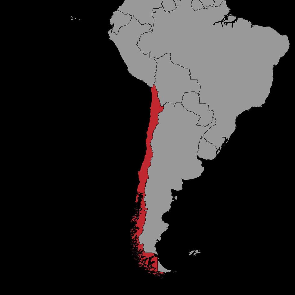épinglez la carte avec le drapeau du chili sur la carte du monde. illustration vectorielle. vecteur