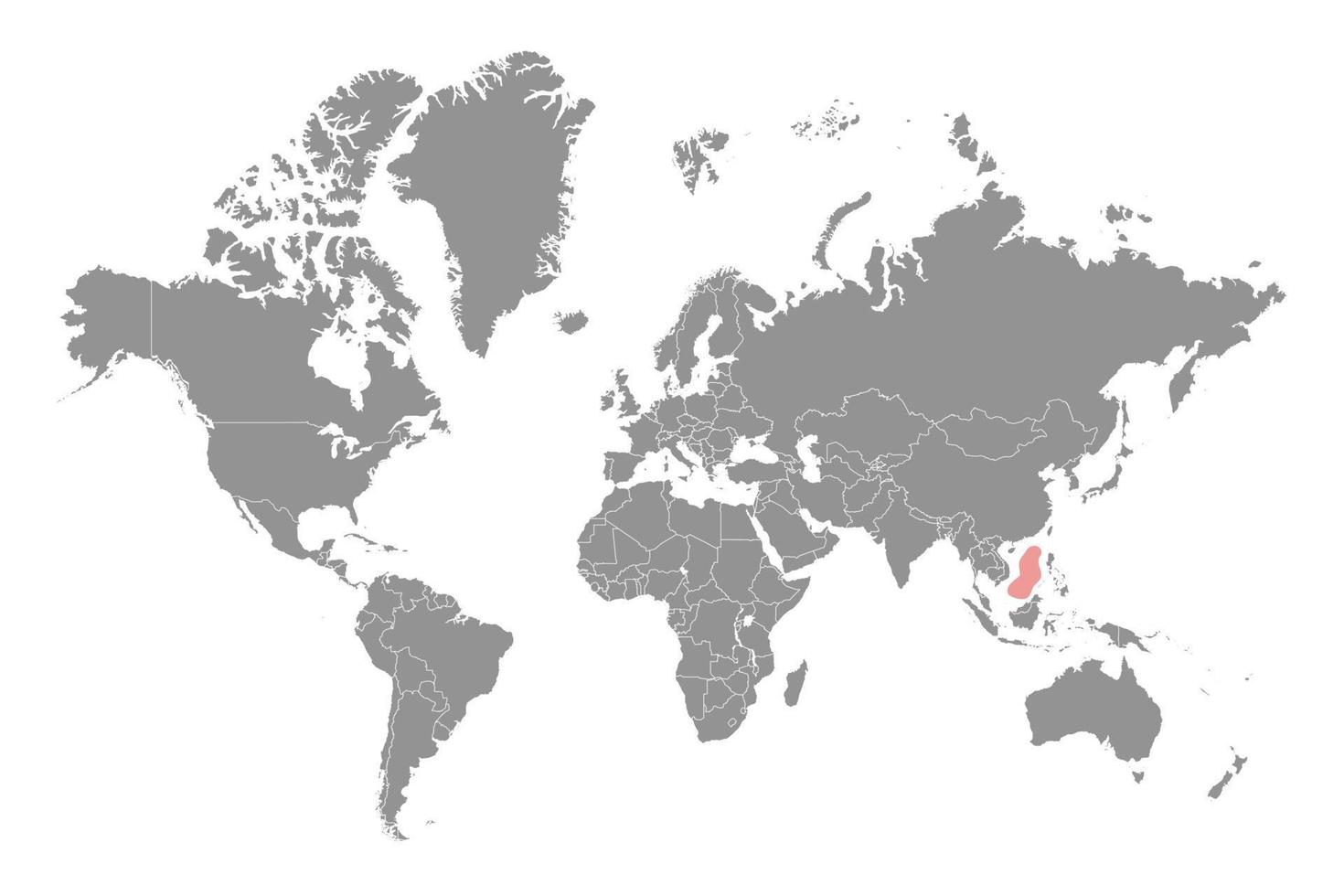 mer de chine méridionale sur la carte du monde. illustration vectorielle. vecteur