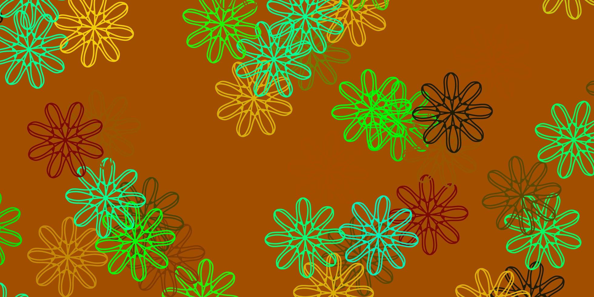 texture de doodle vecteur multicolore clair avec des fleurs.