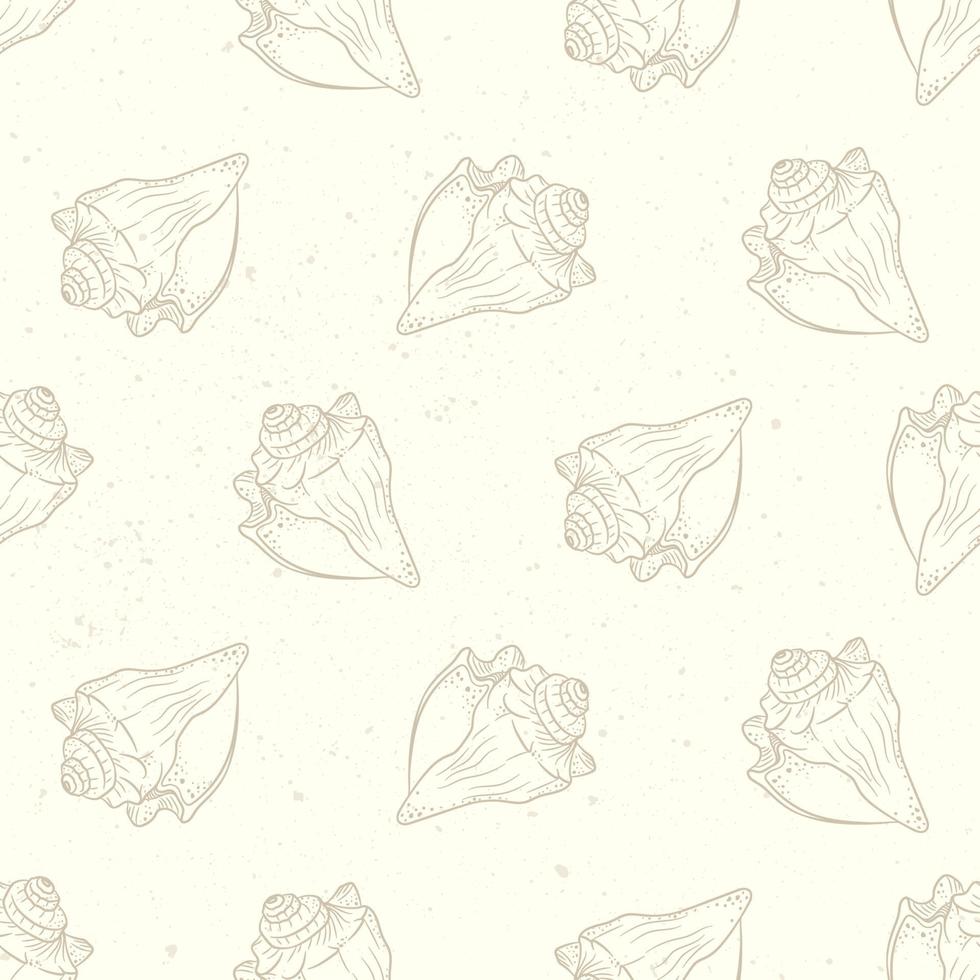 coquilles de conque illustration vectorielle de fond transparente motif. fonds d'écran de la vie marine aquatique dessinés à la main vecteur