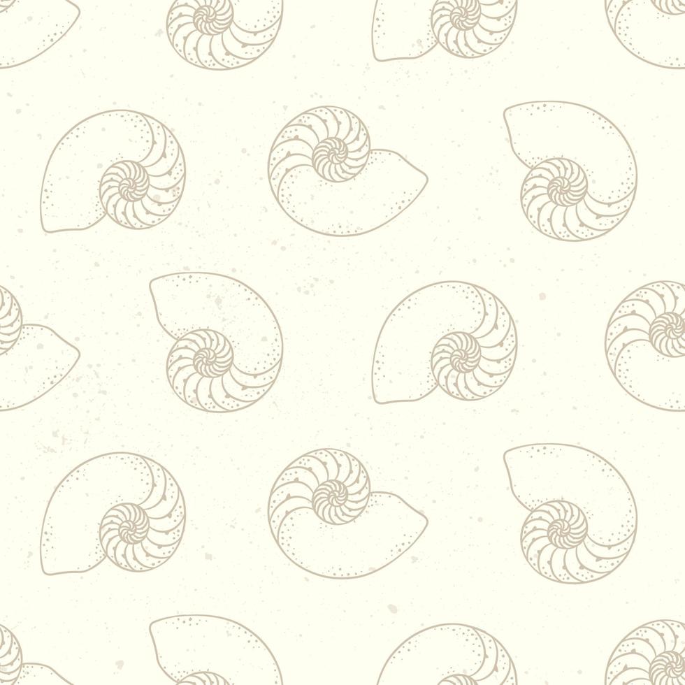 coquillages en spirale illustration vectorielle de fond transparente motif. fonds d'écran de la vie marine aquatique dessinés à la main vecteur