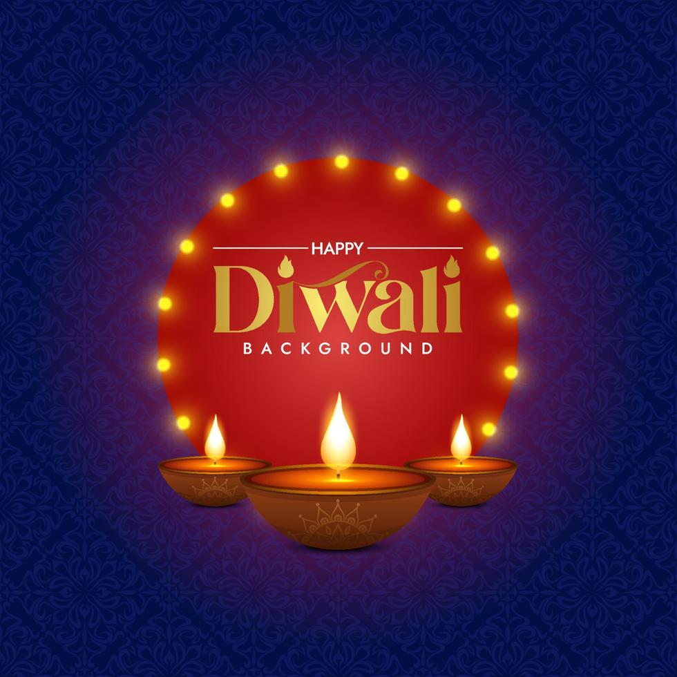 illustration de la gravure de diya sur fond de vacances joyeuses diwali vecteur