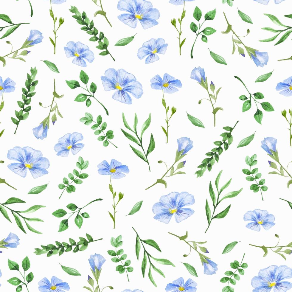 fond de motif botanique floral harmonieux à l'aquarelle avec des feuilles et des draps vecteur