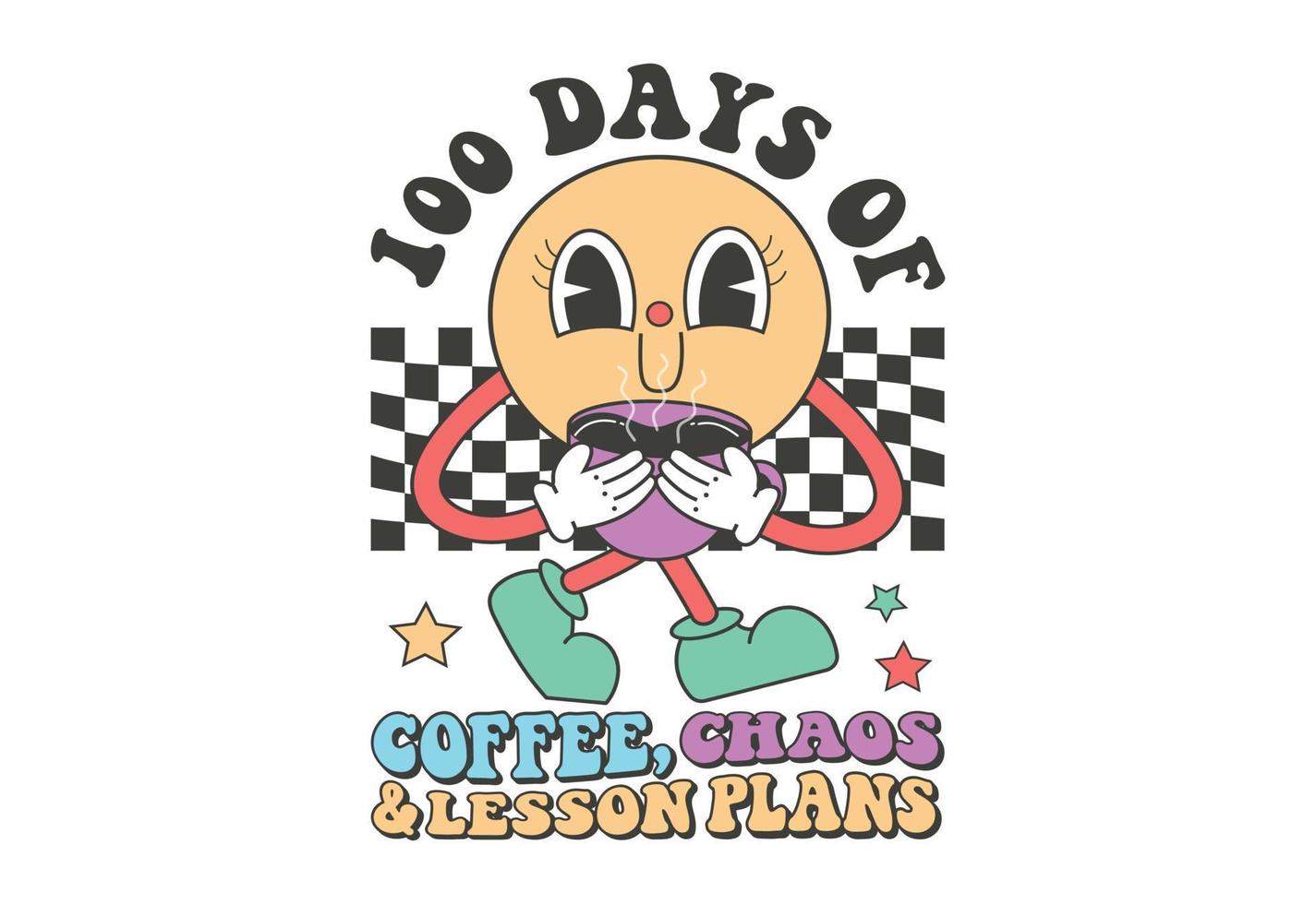 100 jours de café, chaos et plans de cours, 100 jours d'école vecteur