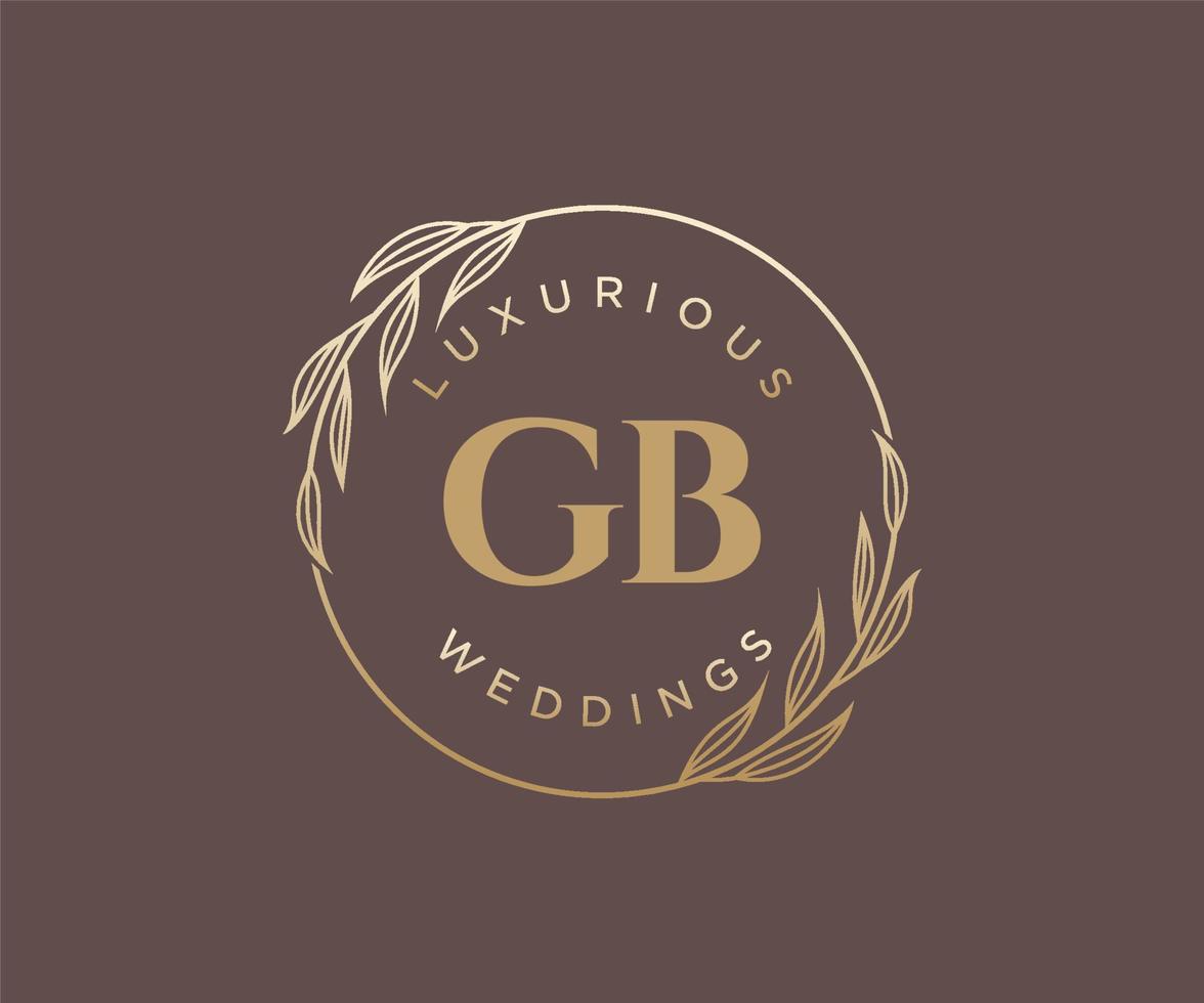 modèle de logos de monogramme de mariage lettre initiales gb, modèles minimalistes et floraux modernes dessinés à la main pour cartes d'invitation, réservez la date, identité élégante. vecteur