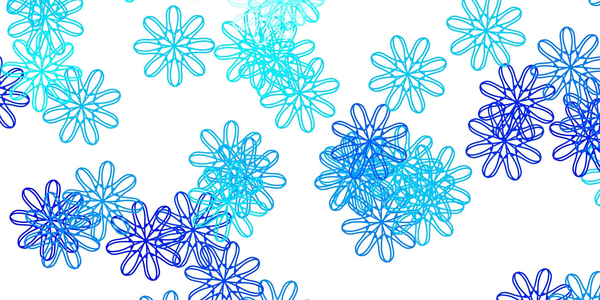 fond de doodle vecteur bleu clair avec des fleurs.