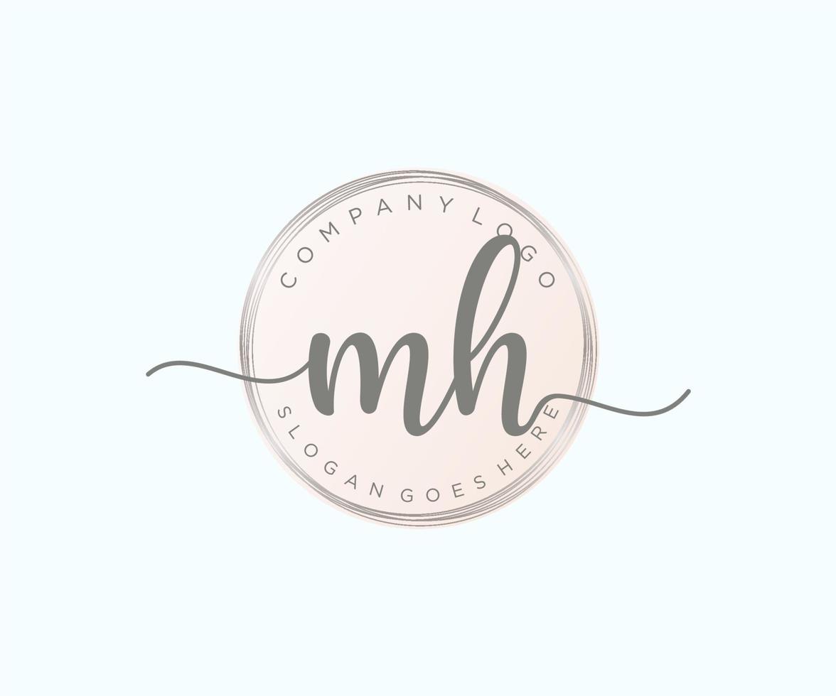 logo féminin initial mh. utilisable pour les logos nature, salon, spa, cosmétique et beauté. élément de modèle de conception de logo vectoriel plat.