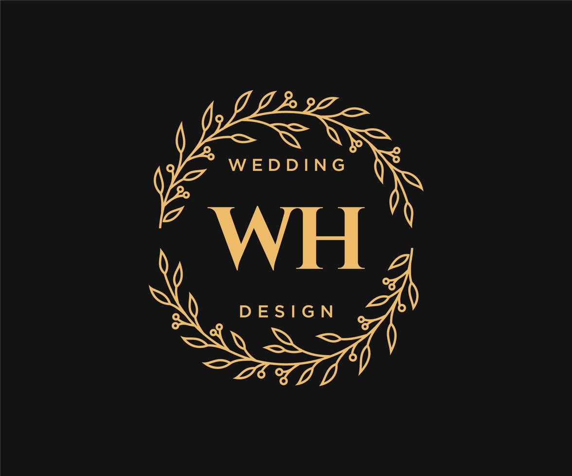 wh initiales lettre mariage monogramme logos collection, modèles minimalistes et floraux modernes dessinés à la main pour cartes d'invitation, réservez la date, identité élégante pour restaurant, boutique, café en image vectorielle vecteur