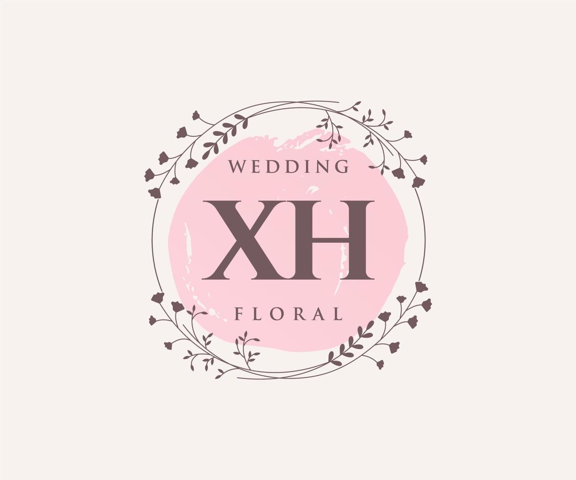 xh initiales lettre modèle de logos de monogramme de mariage, modèles minimalistes et floraux modernes dessinés à la main pour cartes d'invitation, réservez la date, identité élégante. vecteur
