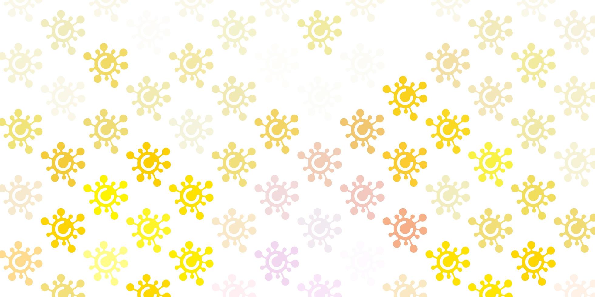 toile de fond de vecteur rose clair et jaune avec symboles de virus