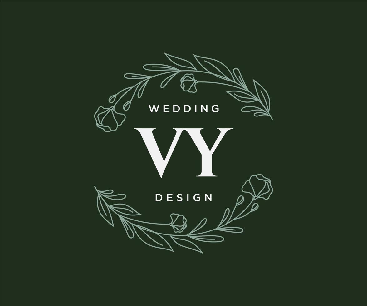 vy initiales lettre mariage monogramme logos collection, modèles minimalistes et floraux modernes dessinés à la main pour cartes d'invitation, réservez la date, identité élégante pour restaurant, boutique, café en image vectorielle vecteur