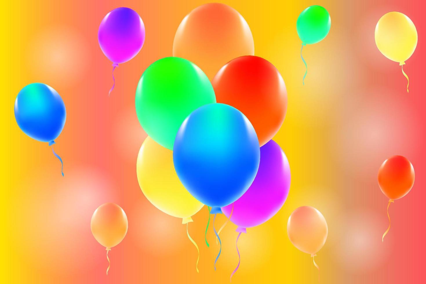 ballons multicolores sur un fond de couleur vive. fond de vacances universel. image vectorielle vecteur