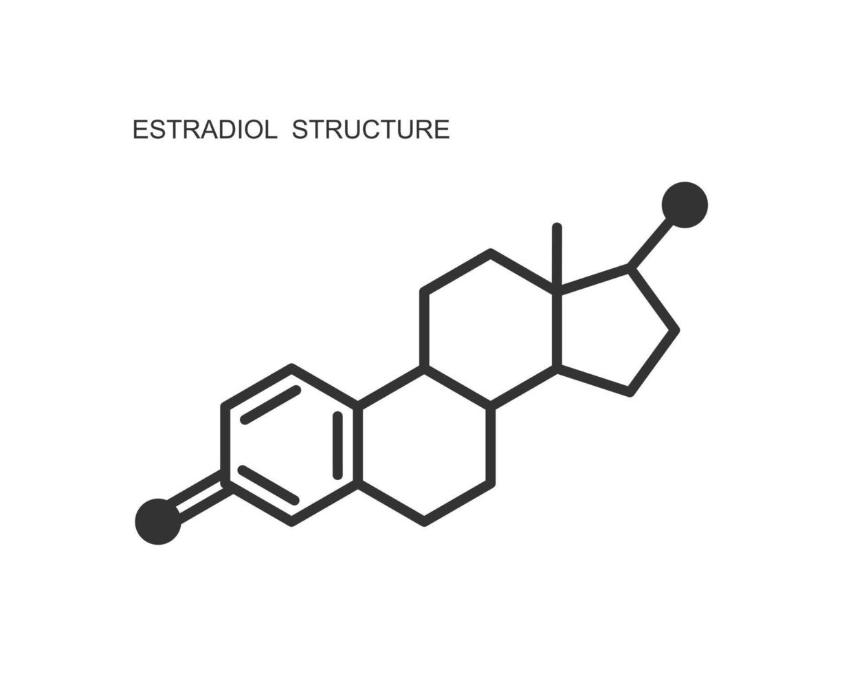 icône d'estradiol. structure moléculaire chimique. signe d'hormone sexuelle stéroïde féminine. concept de thérapie de remplacement vecteur