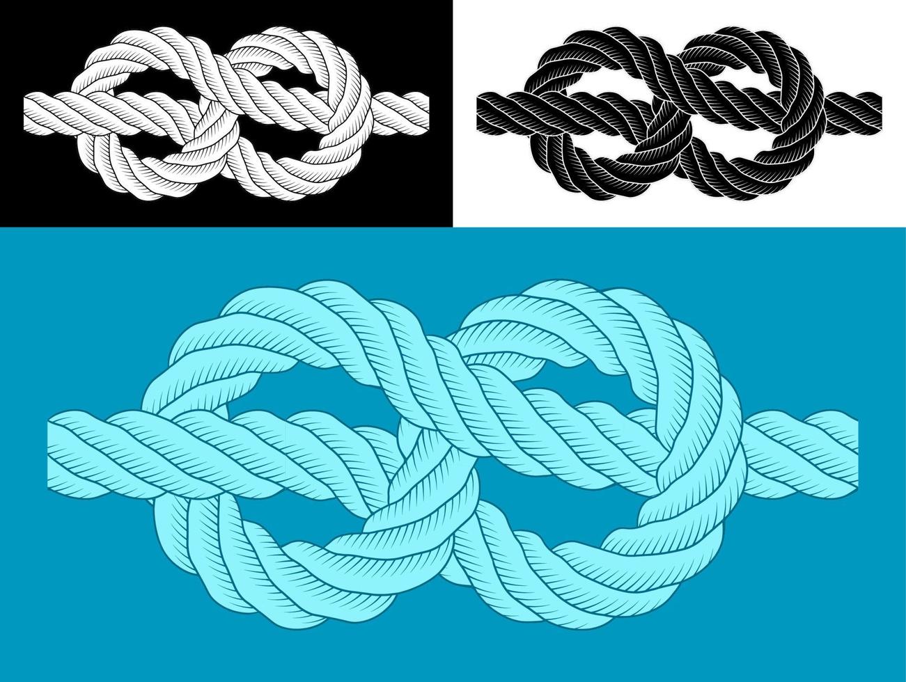 emblème de noeud de mer de corde. corde pour la fixation sur les navires. élément de design et de décoration. vecteur
