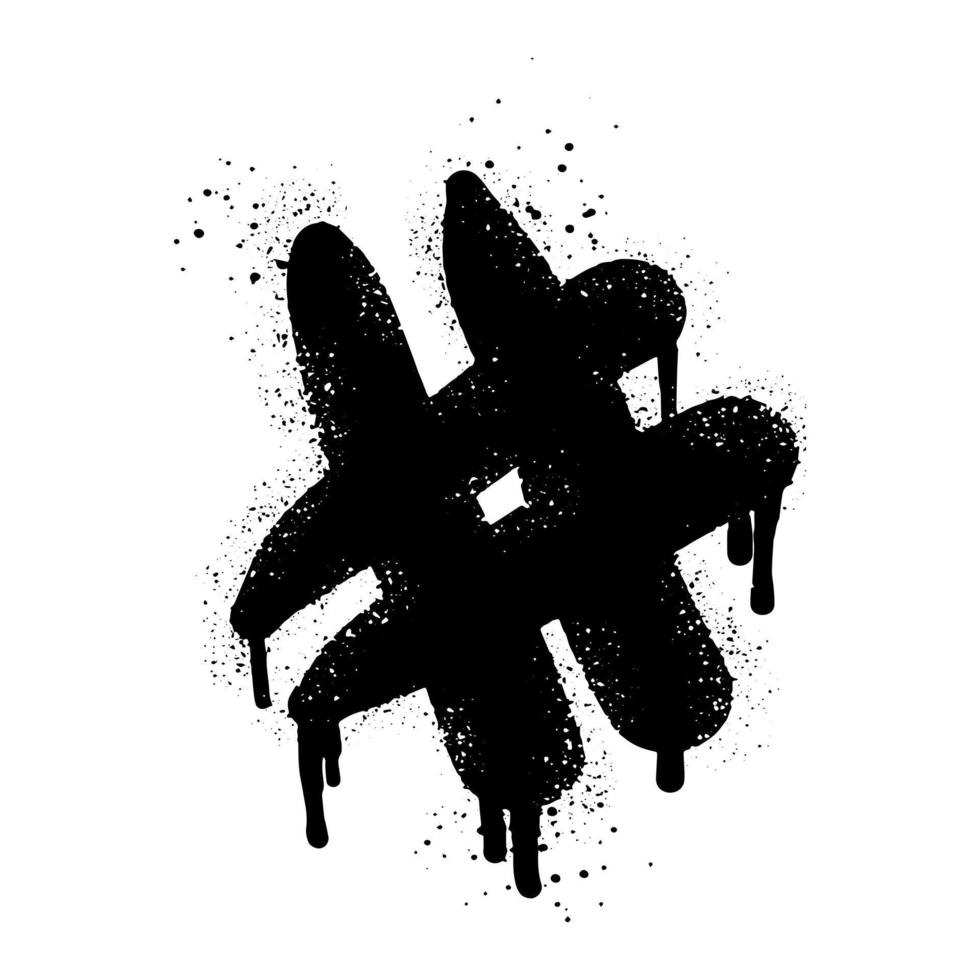 icône de hashtag d'élément de doodle. graffiti peint à la bombe hash tag symbole en noir sur blanc. isolé sur fond blanc. illustration vectorielle vecteur