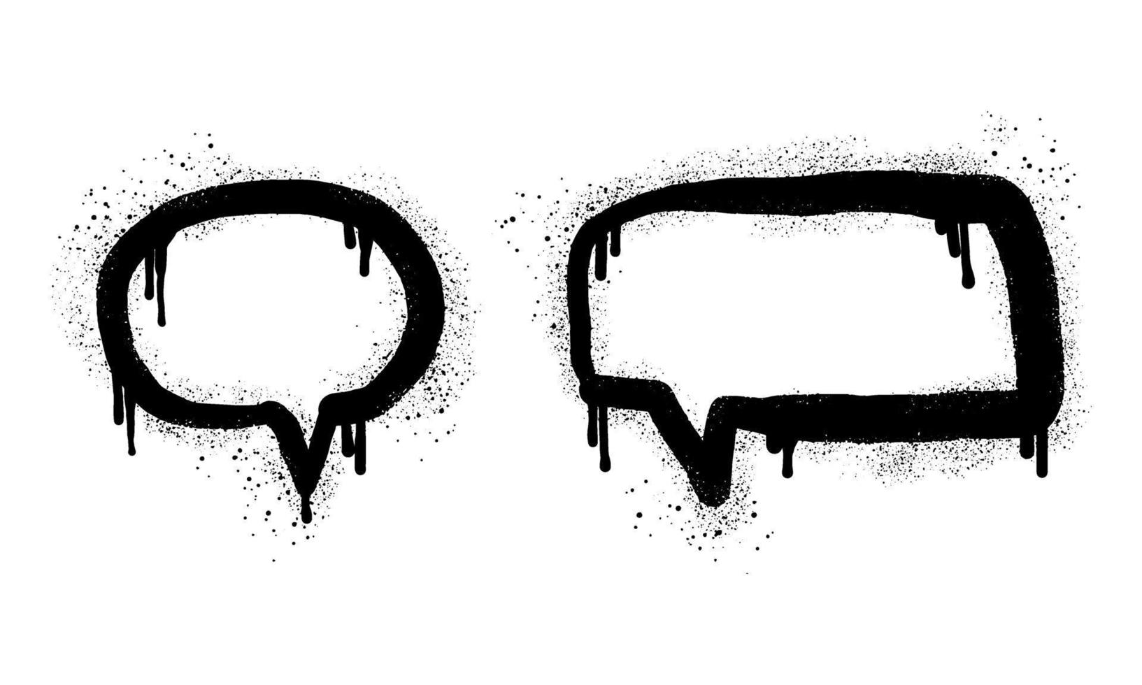 ensemble de bulles de discours graffiti peintes à la bombe en noir sur blanc. symbole de goutte à goutte de bulle. isolé sur fond blanc. illustration vectorielle vecteur