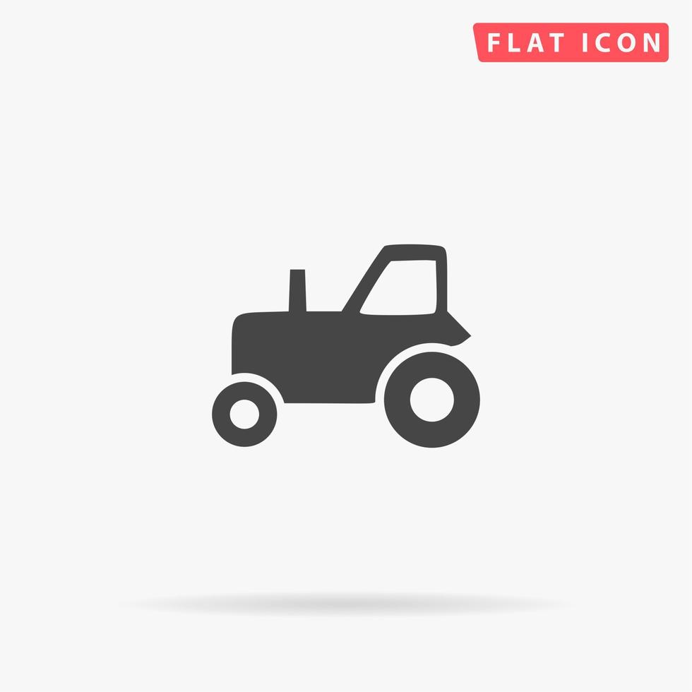 tracteur. symbole plat noir simple avec ombre sur fond blanc. pictogramme d'illustration vectorielle vecteur