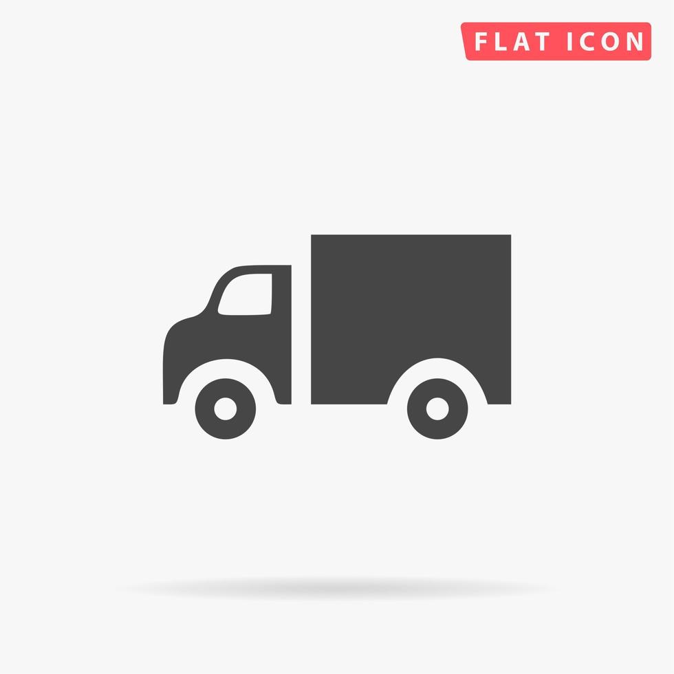 camion. symbole plat noir simple avec ombre sur fond blanc. pictogramme d'illustration vectorielle vecteur