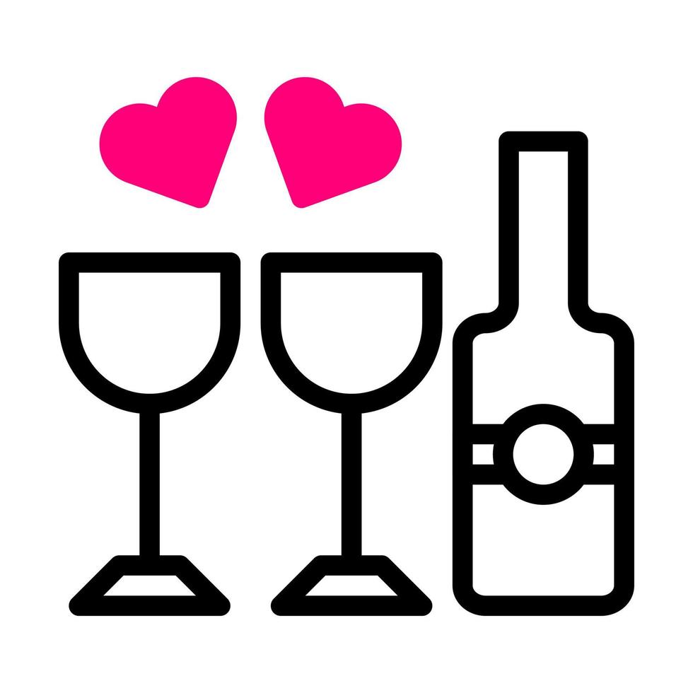 vin icône duotone rouge noir style valentine illustration vecteur élément et symbole parfait.